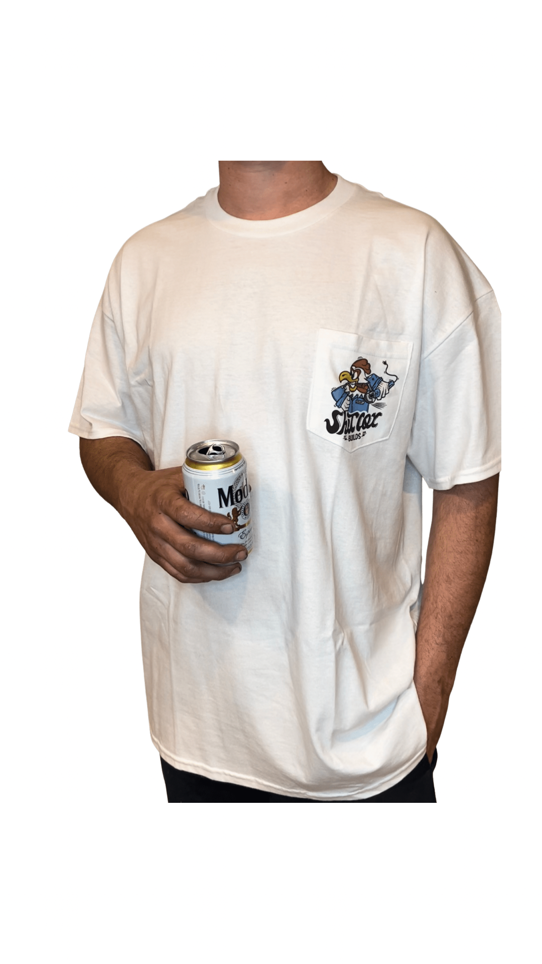 SHITCOXBUILDS POCKET TEE- WHITE